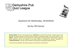 Questions for Wednesday, 19/10/2016 Set by: Phil Garner