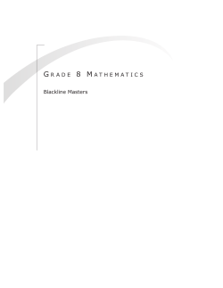 Grade 8 Mathematics: Blackline Masters