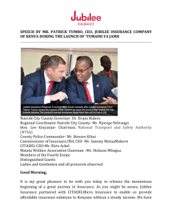 SPEECH BY MR. PATRICK TUMBO, CEO, JUBILEE INSURANCE