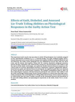 Effects of Guilt, Disbelief, and Assessed Lie