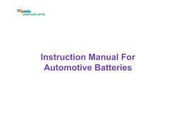 Instruction Manual For Automotive Batteries