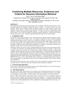 Combining Multiple Resources, Evidences and Criteria for Genomic