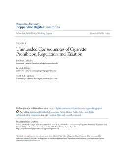 Unintended Consequences of Cigarette Prohibition, Regulation, and