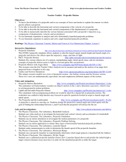 Teacher Toolkit - Projectile Motion Objectives