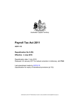 Payroll Tax Act 2011 - ACT Legislation Register