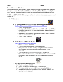 Forensic Databases Directions