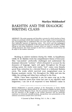 BAKHTIN AND THE DIALOGIC WRITING CLASS