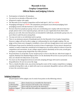 Cosplay Competition Registration Packet