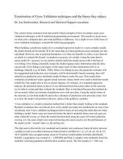 Examination of Cross Validation techniques and the biases they