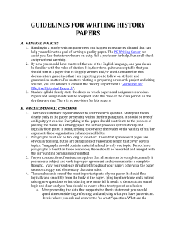 GUIDELINES FOR WRITING HISTORY PAPERS