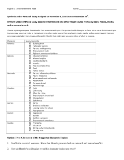 OPTION ONE: Synthesis Essay based on Hamlet and one other