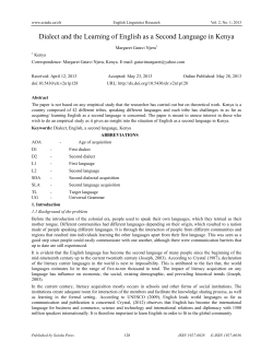 Dialect and the Learning of English as a Second