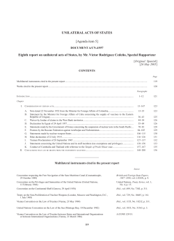 Unilateral acts of states: Eighth report on unilateral acts of States, by