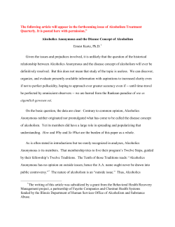 Alcoholics Anonymous and the Disease Concept of Alcoholism
