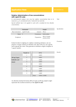 Sulphur determination of low concentrations with rapid CS