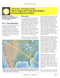 The 21 August 2017 Total Solar Eclipse