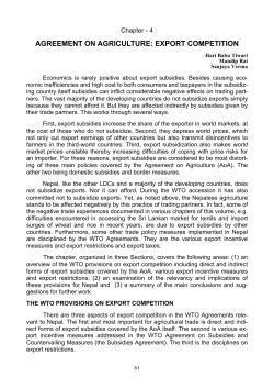 Agreement on Agriculture: Export Competition