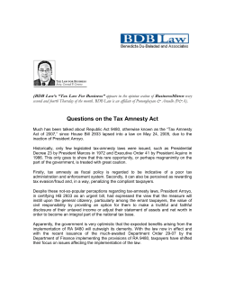 Questions on the Tax Amnesty Act