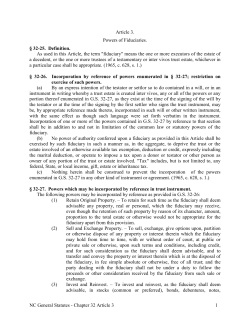 Powers of Fiduciaries. - North Carolina General Assembly