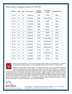 Stable isotopes of tellurium available from ISOFLEX