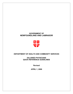 Salaried Physicians Quick Reference Guidelines