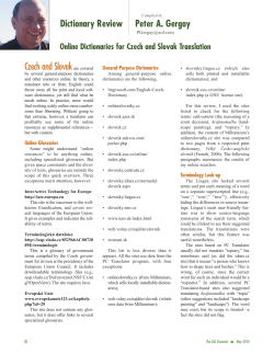 Dictionary Review Peter A. Gergay Czech and Slovakare covered