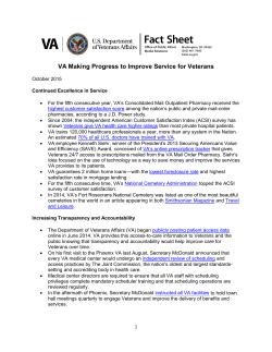 Fact Sheet: VA Making Progress to Improve Service for Veterans