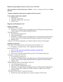 Diagnostic and Benchmark Tests* Fiction (3 selections) &ldquo;The