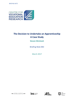 The Decision to Undertake an Apprenticeship A Case Study