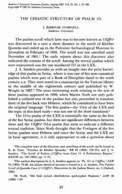 The Chiastic Structure of Psalm 151