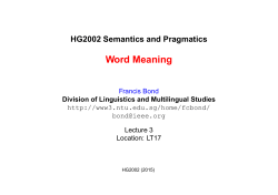 Lecture 3: Word Meaning - NTU Computational Linguistics Lab