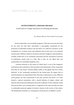 FICTIVE ETHNICITY, LANGUAGE AND RACE A brief start for a