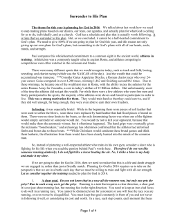 Surrender to His Plan