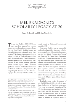 mel bradford`s scholarly legacy at 20