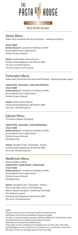 PASTA BACK ROOM - thepastahouse.net