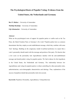 The Psychological Roots of Populist Voting