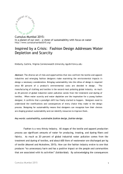 Inspired by a Crisis: Fashion Design Addresses Water Depletion