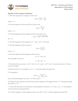 Day 17 - Equation of the Tangent and Normal Line (Worksheets)