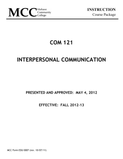 COM 121 Interpersonal Communication