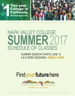 Summer 2017 Schedule - Napa Valley College