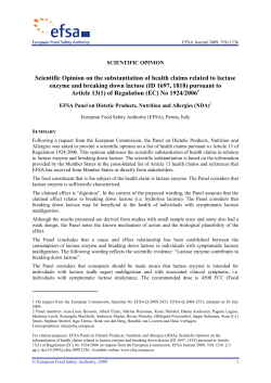 Scientific Opinion on the substantiation of health claims related to