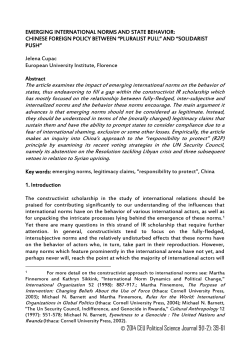 Chinese Foreign Policy between &ldquo;Pluralist Pull&rdquo;