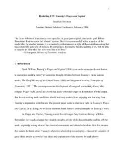 Revisiting F.W. Taussig`s Wages and Capital
