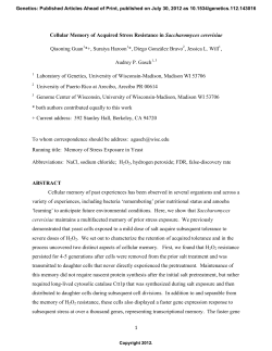 1 Cellular Memory of Acquired Stress Resistance in