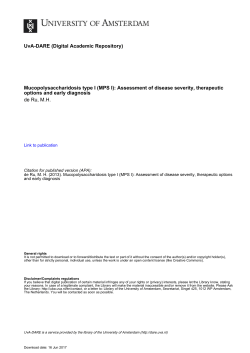 (MPS I): Assessment of disease severity, therapeutic options