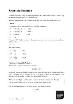 Scientific Notation - Student Development and Study Skills Service