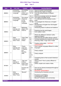 2014-2015 Year 7 Overview KS3 Year 7