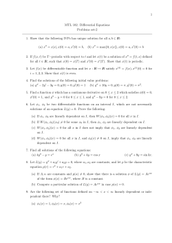 1 MTL 102: Differential Equations Problems set