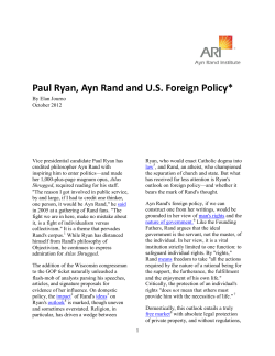 Paul Ryan, Ayn Rand and US Foreign Policy