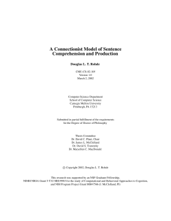A Connectionist Model of Sentence Comprehension - TedLab